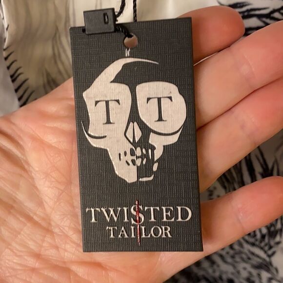 Twisted tailor mens button up 4x skinny collared shirt crows in white NWT - Picture 8 of 10